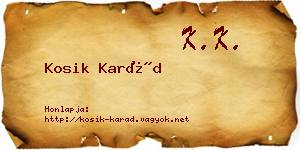 Kosik Karád névjegykártya
